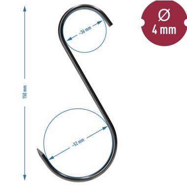 Nerūdijančio plieno kablys 150 mm, Ø 4 mm